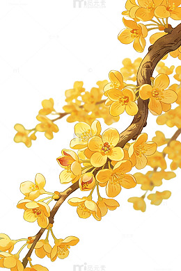 金黄花枝月夜图