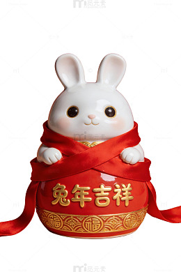 兔年吉祥陶瓷摆件