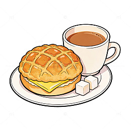 卡通风格下午茶点心插画