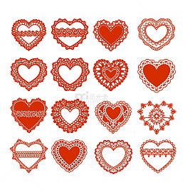 心形蕾丝边框装饰图案矢量素材