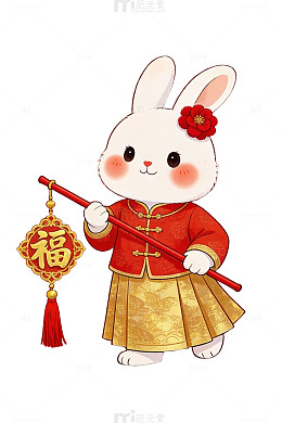 卡通兔子福字挂饰