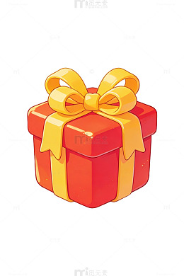 红色礼盒卡通插画
