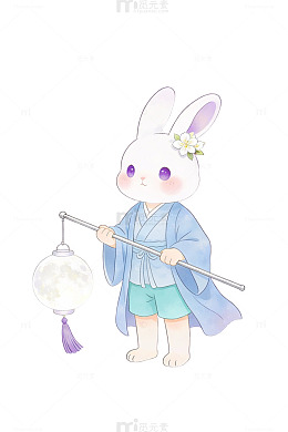 卡通兔子提灯图
