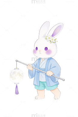 卡通兔子提灯图