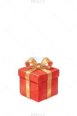 红色礼盒彩带插画
