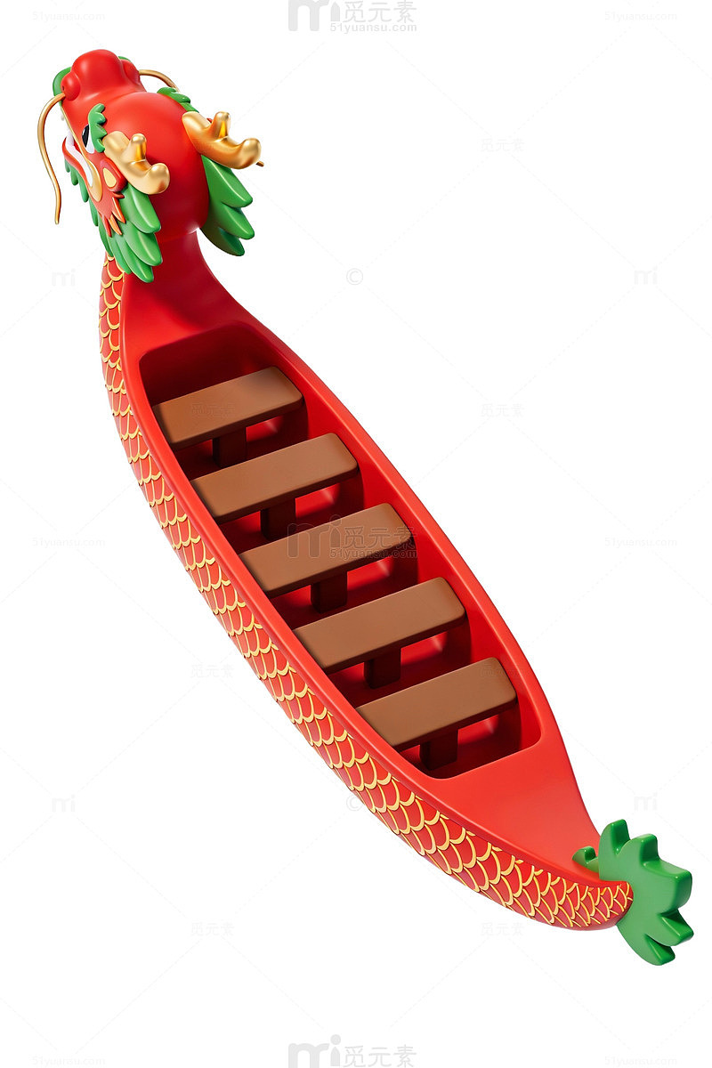 红色龙舟插画