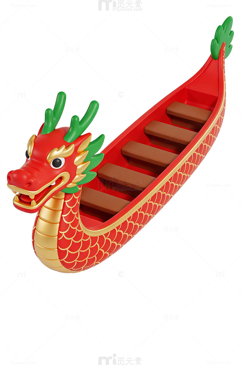 红色龙舟模型