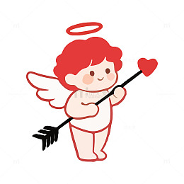 卡通小天使爱心装饰插画