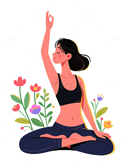瑜伽女性插画素材