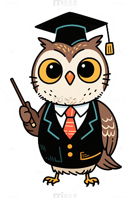 卡通毕业猫头鹰插画