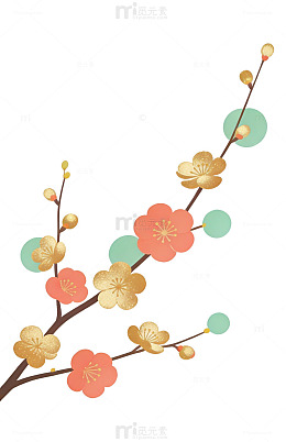 手绘樱花枝条装饰图案