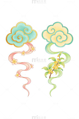 古典云纹花枝图案