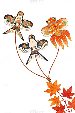 彩绘风筝与枫叶