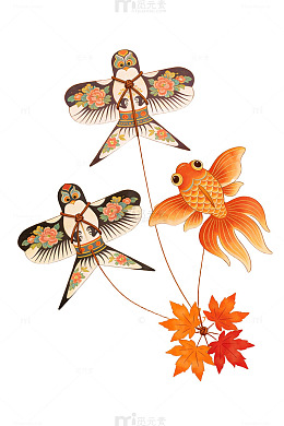 中国风风筝与金鱼