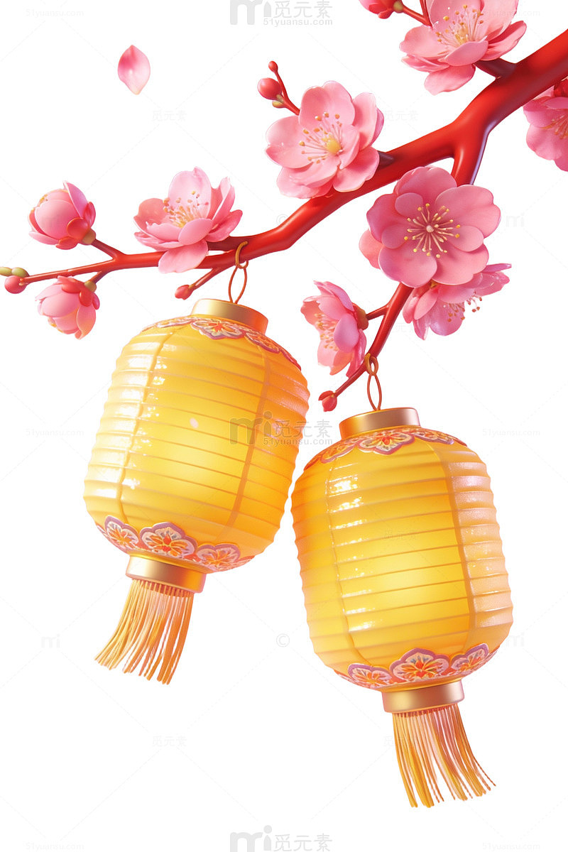 灯笼梅花粉色背景