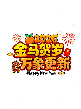 2026春节新年红包贺岁烟花喜庆艺术字