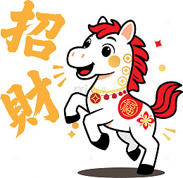 2026新年喜庆小马吉祥物