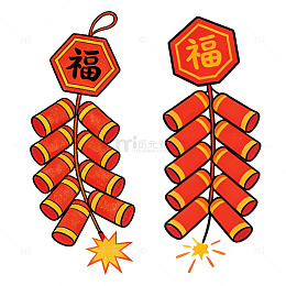 卡通风格春节鞭炮图案设计素材
