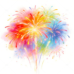 绚丽烟花水彩画