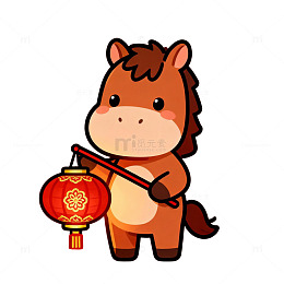 马年大吉，新春，2026，小马提灯笼