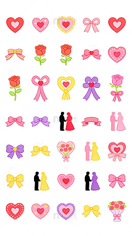 浪漫爱情主题贴纸插画设计素材