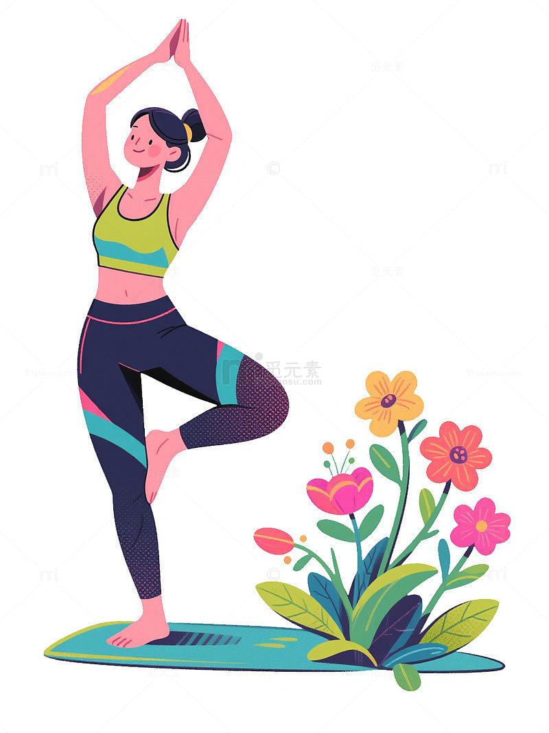 瑜伽锻炼女性插画