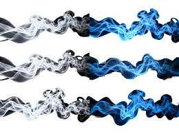 三组蓝白烟雾波浪图案