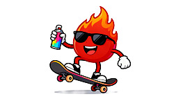 火焰卡通人物滑板涂鸦