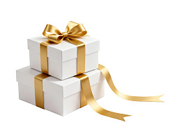 白色礼盒配金色丝带图片