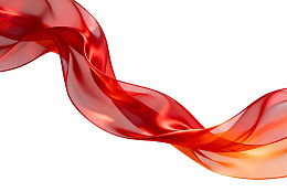 红色丝带飘逸流动的抽象画面