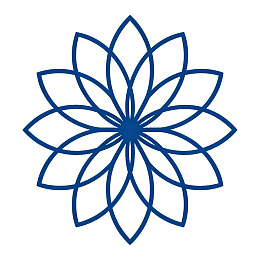 蓝色线条构成的花瓣状对称图案