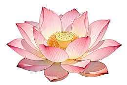 粉色莲花绽放于纯白背景