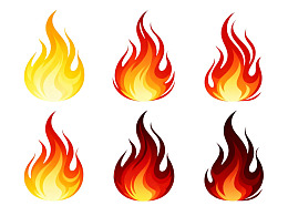 六种风格火焰图标集合