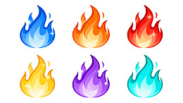 六种颜色火焰图标集合