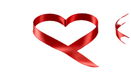 红色丝带心形图案图片