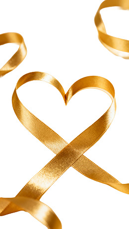 金色丝带心形图案图片