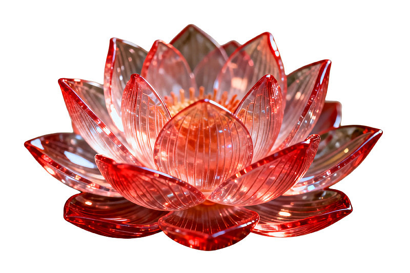 红色玻璃莲花灯图片
