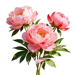 三朵粉色牡丹花绽放图片