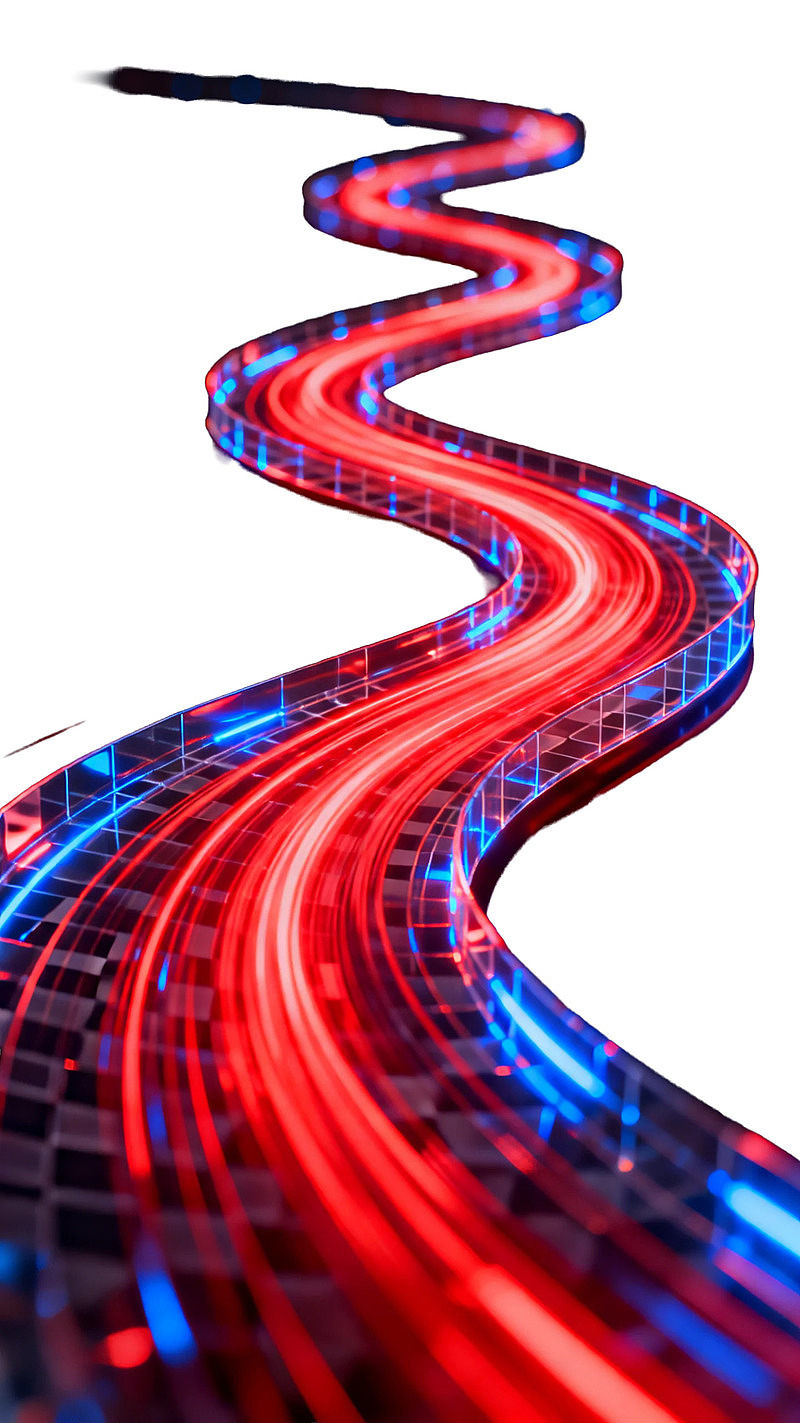 红蓝霓虹曲线光影艺术