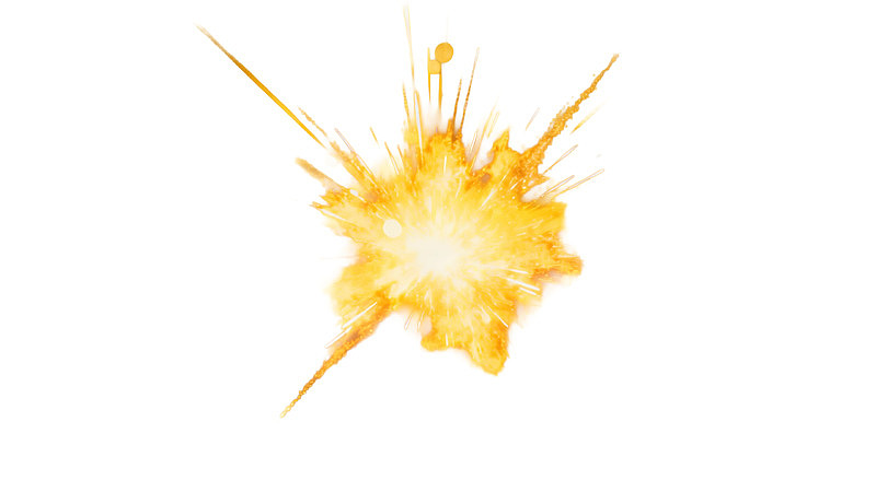 白色背景上的爆炸火焰