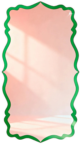绿色边框粉色背景的装饰镜