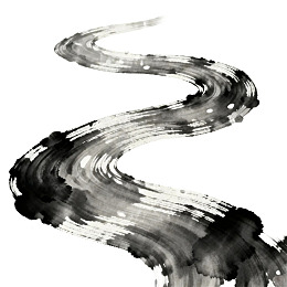 水墨风格蜿蜒线条艺术