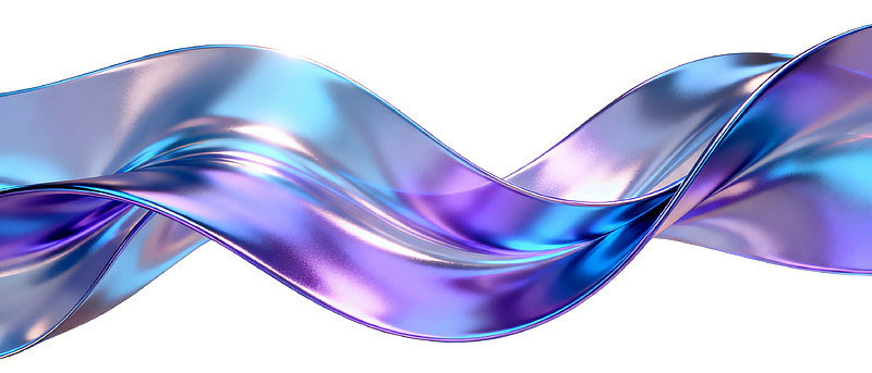 流动光泽的蓝紫色抽象波浪
