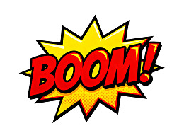 黄色爆炸形漫画文字‘BOOM’