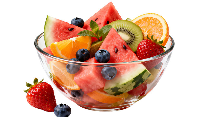 玻璃碗装缤纷水果沙拉