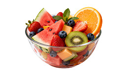 玻璃碗装缤纷水果沙拉