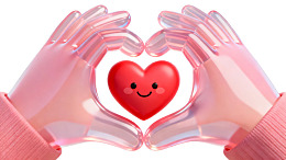 双手捧心形笑脸图案图片