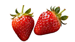 两颗新鲜红草莓图片