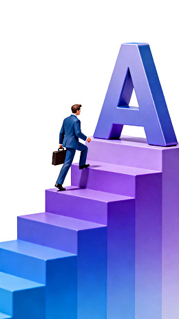 商务人士攀登字母A阶梯