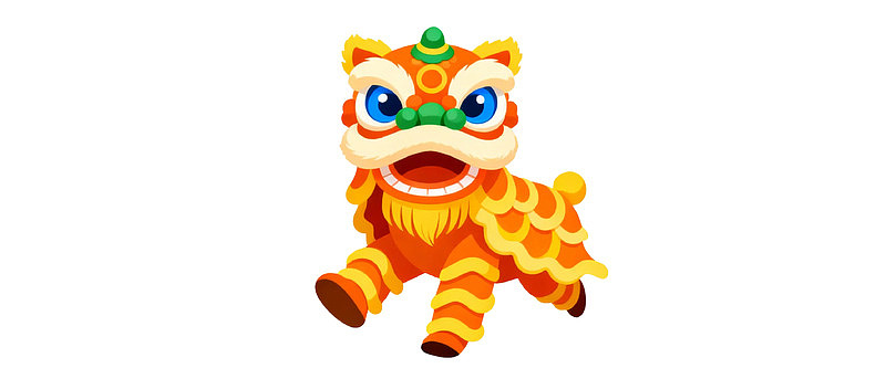 卡通舞狮形象生动活泼